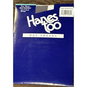 Vtg Hanes Too Day Sheers Pantyhose Style 117 Barely There Sz AB Sheer Sandalfoot
